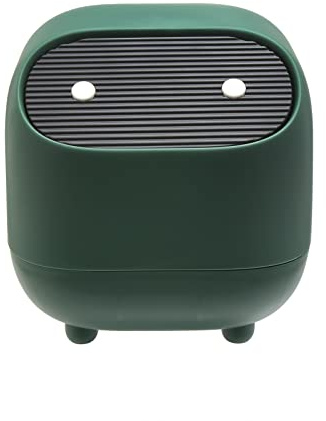 Twilight Garage Small Waste Bin, Cute Ninja Press Desk Bin with Lid, Bedroom Bin Dustbin for Home Bedroom Kitchen Car Office Trash Can - Green