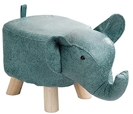 Colcolo Sofa, Teehocker, Kinderhocker aus Holz, niedlicher Schuhwechsel, Hocker mit Holzaufbewahrung, Elefantenbank für Dekoration, Schlafzimmer, Spielzimmer, Blau