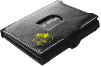 Menzo X-POC Kreditkartenhülle aus echten Leder mit Aloha Aufdruck in unterschiedlichen Farben, Kartenetui für Damen und Herren (gelb)