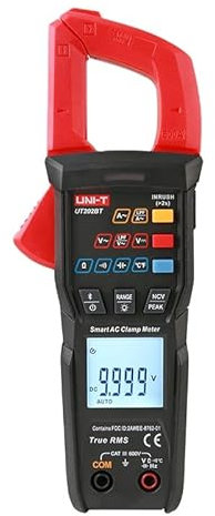 UNI-T UT202B UT202BT Digital Clamp Meter 600A DC Current Pliers Ammeter Voltage Tester Temperature Frequency Meter Auto Range(UT202BT)