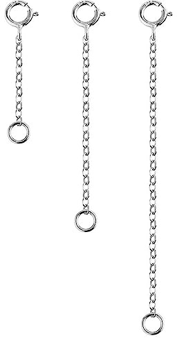 LANCHARMED Cadena de extensión de plata de ley 925 para mujer, extensión de cadena para alargar tus collares y pulseras para la fabricación de joyas, 5 centimètres, Plata de ley