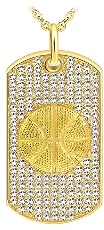 Feilok Kette Männer Kette Hundemarken Edelstahl Herren Halskette mit Anhänger Basketball Dog Tag Erkennungsmarke für Männer