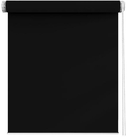 Rollo für Fenster Ohne Bohren 35 x 100 cm Hitzeschutz und Sichtschutz, Sonnenschutzrollo Seitenzugrollo Inkl. Aller Montage-Teile für Fenster und Türen, Schwarz