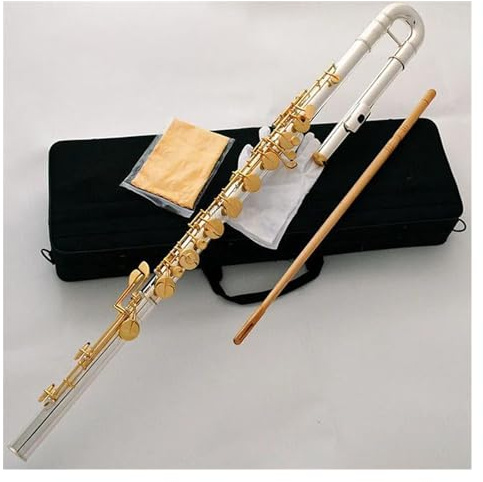 High-End Vergoldete Tasten, 16 Löcher, Geschlossene Löcher, C-Dur-Bass-Ensemble-Flöte Mit Koffer Querflöte für Anfänger