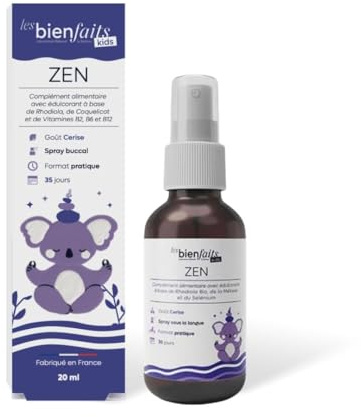 SPRAY ZEN KIDS | Action rapide | Dès 3 ans | Apaise & Réduit l'Agitation | Gout naturel de cerise | Rhodiola, Coquelicot et Vitamine B | Sans sucre ajouté & sans alcool | 35 jours