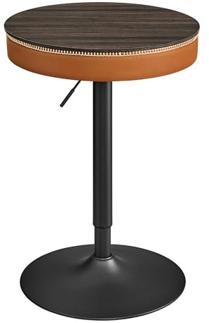 VASAGLE EKHO Kollektion - Bartisch, Stehtisch, 83-105 cm höhenverstellbar, Bistrotisch, Kleiner runder Tisch mit Stauraum, für Küche, Hausbar, Wohnzimmer, aschbraun-karamellbraun LBT022K01