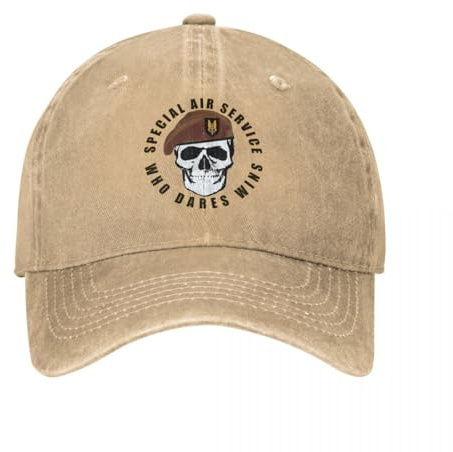 Casquette de baseball unisexe et à la mode Skull Special Air Service Hommes en détresse Denim Casquette de soleil Armée britannique Forces spéciales Casquettes de tireur d’élite cadeaux de plein air
