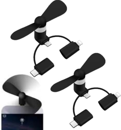 Cerioll Ventilatori USB, Ventole per Telefoni, Mini Ventilatore, Ventilatore Per Cellulare, Mini Ventilatore Portatile 3 in 1 USB per Casa, Mini Ventilatore USB per Telefoni Android/USB Di Tipo C
