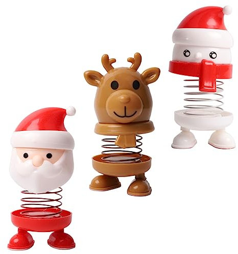 BCOATH 3stücke Schüttelkopfpuppe Für Schreibtischdekoration Cartoon-Puppe Auto Dekoration Kunststoff Weihnachtsmann Elch Schneemann Feine Verarbeitung Gute Stabilität