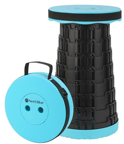 Trimming Shop Sgabello telescopico pieghevole resistente, portatile e regolabile, seduta in plastica, per campeggio, pesca, barbecue, escursionismo, uso interno/esterno, con carico massimo 199,6 kg