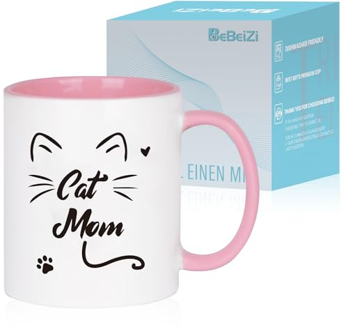 Geschenke für Mom, Tassen für MOM mit Cat Mom – Geschenk, Kaffeetasse to go, Geburtstagsgeschenk für Mama, Erntedankfest, Weihnachten