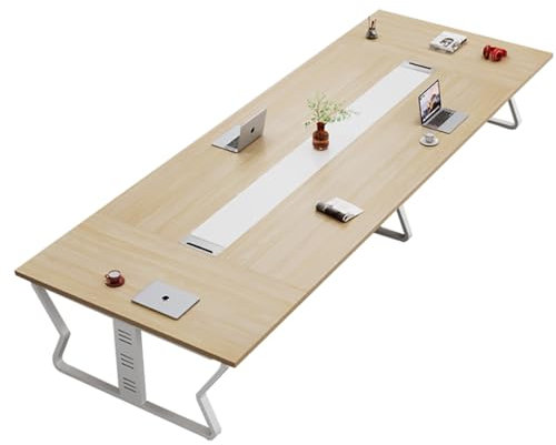HOLGVE Konferenztisch, 110,2 L X 48,4 B X 29,5 H Zoll Großer Besprechungstisch, Bürocomputertisch Mit Metallrahmen, Zweifarbige Spleiße, for Schulungsseminartisch for 10–12 Personen