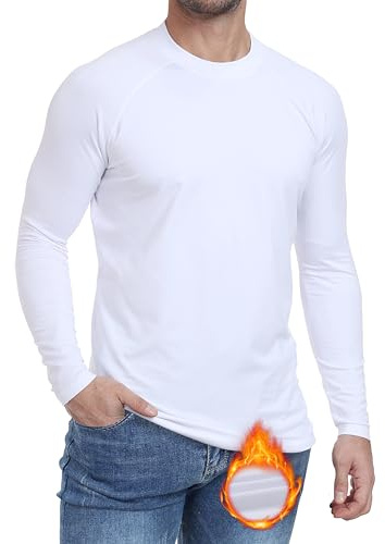 Zoofly Maglia Termica Uomo Invernale Magliette Termiche Pile Maniche Lunghe Calcio Biancheria Intima Termica Maglia Intima Termica Abbigliamento Termico Uomo Bianco 2XL