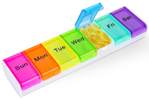 Alyvisun Portapillole Settimanale, 7 Giorni Porta Pillole Settimanale a 7 Scomparti, Porta Medicine da Viaggio, Porta Pastiglie Settimanale, Portapillole per Viaggio, Bianco