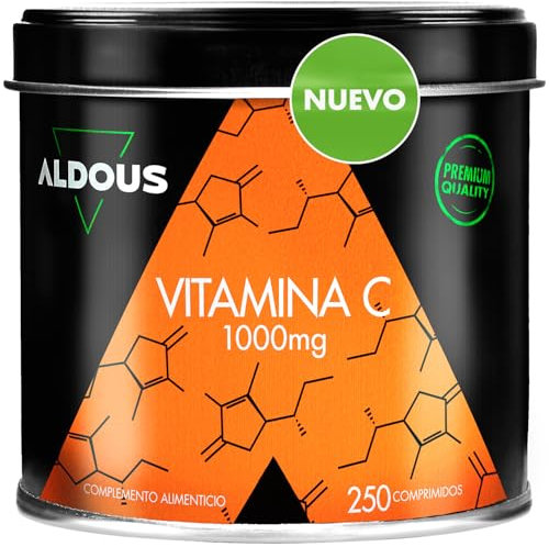 Vitamin C Hochdosiert 1000mg - Versorgung für +8 Monate - 1 Tablette pro Tag - für Müdigkeit, Immunsystem und Abwehrkräfte - 250 Tabletten - Reines Vitamin C 1000mg - ALDOUS