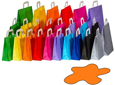 VEPATIM 250 Papiertragetaschen Papiertaschen Flachhenkel 18x8x22cm orange 70gr.