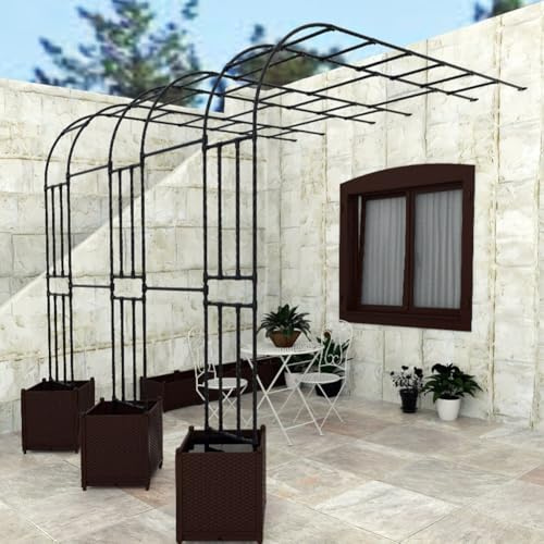 Árbol de enrejado de arco de jardín blanco de media cara para decoración al aire libre para el hogar, patio y jardín, 260 x 240 x 40 cm, ideal para plantas trepadoras