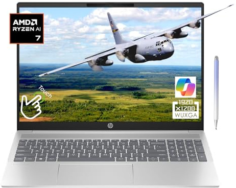 HP Pavilion Ordinateur portable tactile 16 WUXGA (1920 x 1200) AMD Ryzen 7 8840U 16 Go LPDDR5-6400 MHz RAM PCIe SSD 1 To Copilot PC Webcam Wi-Fi 6-1080p Windows 11 Home avec stylet