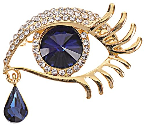 VALICLUD Goldene Brosche Damen Mit Blauem Auge Und Strass Tränenform Schmuck Anstecknadel Für Kleidung Taschen Und Schals Elegantes Accessoire