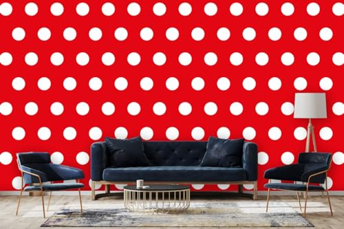 Glücksvilla - Papier peint design autocollant (600 x 300 cm l x H) – différentes dimensions – papier peint intissé XXL décoration murale moderne – motif 01 points – couleur 07 rouge basique – pois