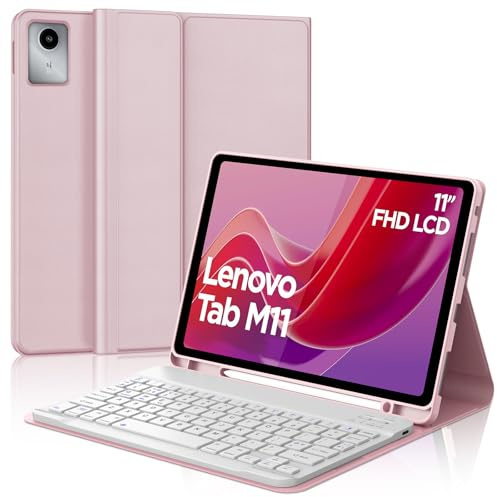 IVEOPPE Wireless Keyboard Case for Lenovo Tab M11 11 Inch 2024, Pink