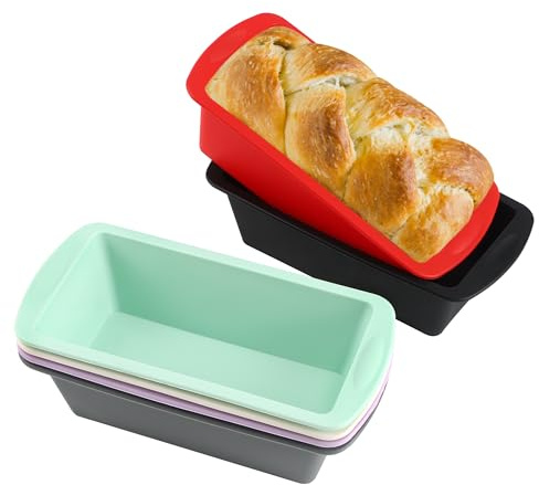 HO-SFSM 6 Piezas moldes silicona Rectangulares, Molde Bizcocho Silicona Rectangular con Antiadherente - moldes silicona reposteria Ideales para Hornear Bizcochos, Panes, Muffins, Air Fryer y Más