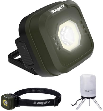 BougeRV Campinglicht aufladbar, 6500K & 10-600LM, Campinglampe mit rotem Licht, Umgebungslicht, IPX6 wasserdicht, Camping Laterne für Camping, Reise, Notfall
