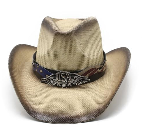 YIZITU Chapeau de paille classique à large bord pour chapeau Trilby pour dîner en plein air tenue décontractée, Riz brun, Taille unique