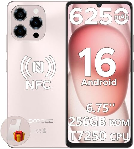 DOOGEE Note 58 Pro Android 16 Smartphone Ohne Vertrag 32GB+256GB Octa Core 6250mAh Akku Handy Ohne Vertrag 6.75 HD+ 90Hz Handy Günstig 16MP+8MP Simlockfreie Handys Dual SIM 4G/ GPS/NFC/Fingerabdruck