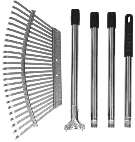 ibasenice Rastrello Per Orto in Metallo Rastrello Da Giardino Denti Per Diserbo e Stretto Per Raccogliere Foglie Attrezzo Regolabile Per Giardinaggio