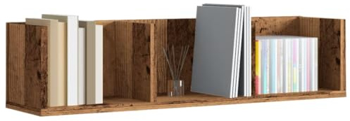 QJBSAVVA Scaffale Porta CD a Parete Antico in Legno Multistrato 75x58x18 cm con 3 Scomparti Mensola Salvaspazio per CD DVD Libri e Decorazioni