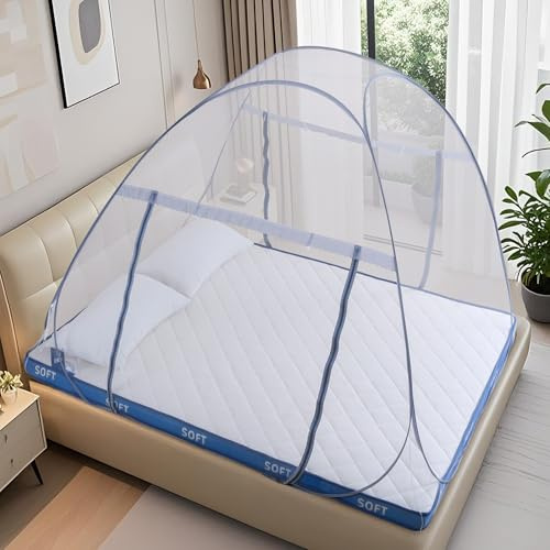 Pop-Up Mosquito Net Tent for Bed, Portable Folding Design Camping Travel Mosquito Tent with Net Bottom for Baby Adults, Easy to Install and Wash for Queen Size Bed 79 x 59 x 59 inch