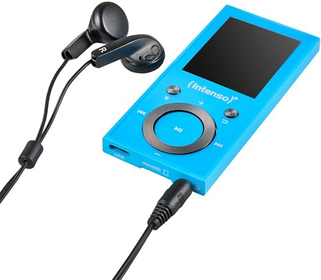 Intenso Video Scooter BT MP3-spelare med Bluetooth 5.0, 1,8 tums färgskärm, 64 GB microSD, USB-C, upp till 18 h batteri, inklusive hörlurar, blå