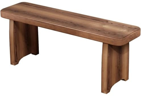 Väderbeständig trä trädgårdsbänk – rygglös massiv träkonstruktion för uteplats, park, gård, entré – utomhuspäls (60 x 20 x 15 cm/24 x 8 x 6 tum)