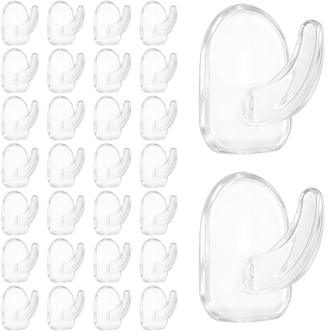 Smbxjer 30 Piezas Ganchos Adhesivos, Adhesivo Transparentes, Gancho De Pared,Sin perforación, para Cocina,Baño, Puerta