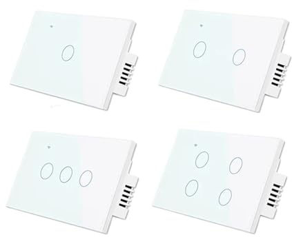 Interruptor de pared inteligente WiFi 1, 2, 3 y 4 entradas, control remoto inalámbrico, vías, interruptor táctil luz(White,1-Gang)