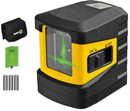 STABILA Korslinjelaser grön LAX 60 G, självnivellerande, max. Räckvidd: 30 m, set inklusive målplatta, midjeväska, batterier (3 x AA)