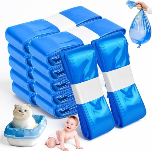 12 Pièces Recharge Poubelle à Couches, Sacs de Recharge 4,5 m Épaissis et Anti-Odeur, Compatible avec la plupart des Poubelles à Litière de Chat et Poubelles à Couches, Couleur Bleu