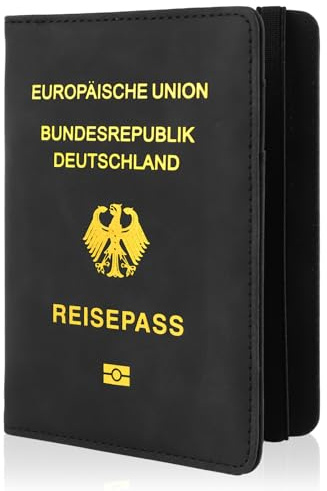 GmeDhc Reisepasshülle aus PU Leder, Passport Cover mit RFID-Blocker, Reisepass Organizer für Damen Herren, Passport Holder, Ausweismappe, Reisedokumententasche