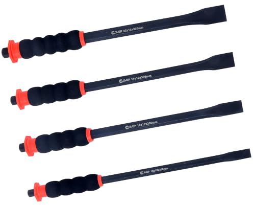 CCLIFE Set di 4 scalpelli a freddo, 300 mm, extra lunghi, con protezione per le mani, per metallo e pietra