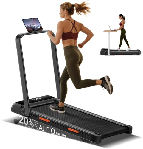 20% Auto Incline Walking Pad, 3.0HP Foldable Treadmills for Home