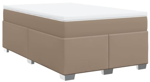 QJBSAVVA Lit Sommier avec Matelas et Surmatelas 120x190 cm Cappuccino | Ensemble de lit complet pour chambre à coucher avec sommier en bois solide et matelas à ressorts ensachés.