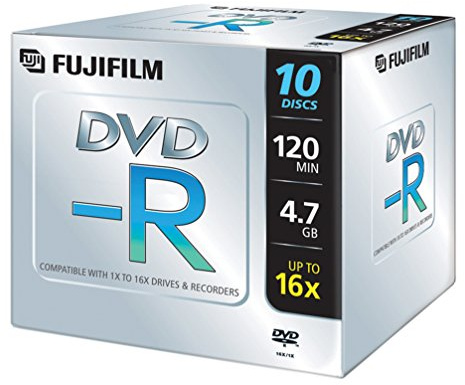 FUJIFILM 10 x DVD-R 4,7 GB (120 Minutos) de Almacenamiento de CD 16x Vivienda Media