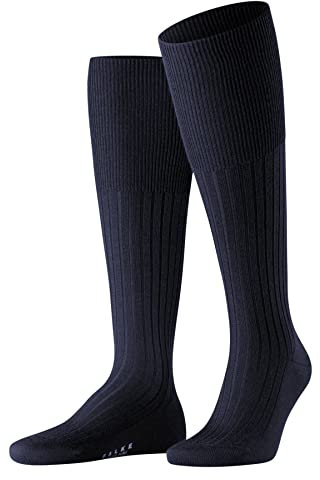 FALKE Herren Kniestrümpfe Bristol Pure M Kh Wolle lang einfarbig 1 Paar, Blau Dark Navy 6370, 47-48