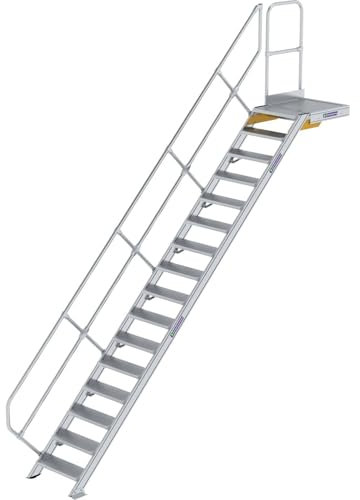 Scala in alluminio con piattaforma 45 °, gradini larghezza/profondità 600/240 mm Stufe numero 16, altezza 3,33 m