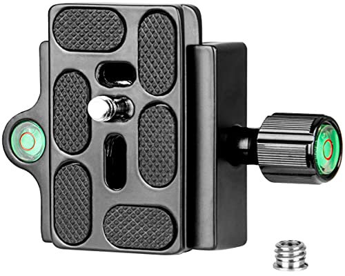 Koolehaoda KZ-20 Plaque de dégagement Rapide Serrer Quick Release Adaptateur avec Niveau à Bulle pour Appareil Photo Reflex numérique, trépied, Monopode, stabilisateur, rotule