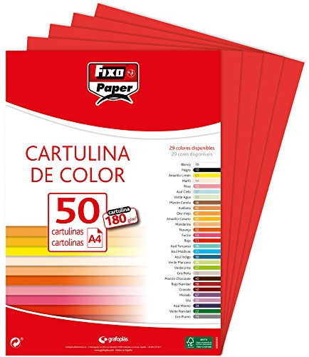 Fixo Paper 11110351 Lot de 50 feuilles de papier cartonné A4 Rouge 180 g
