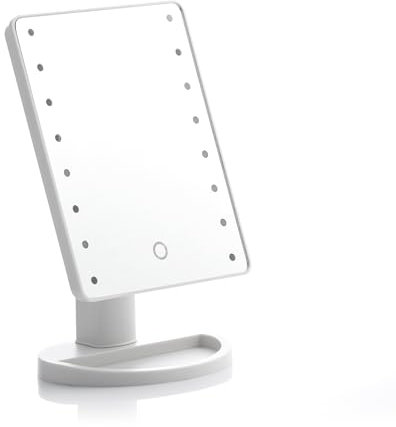InnovaGoods® Specchio da tavolo con luci LED tattili Perflex, illumina il tuo viso e valorizza il tuo trucco, con funzione di specchio LED, touch e design elegante, ideale per il bagno e la toeletta.