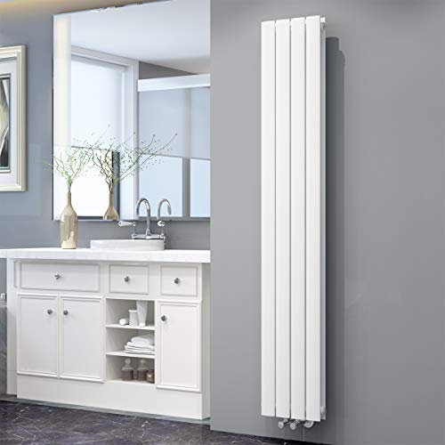 ELEGANT Radiador plano de diseño, 1800 x 308 mm, color blanco, doble capa, panel vertical