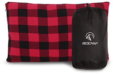 REDCAMP - Cuscino da Campeggio in Flanella, con Copertura Rimovibile, 50 x 30 cm, Leggero, Compatto, Portatile, Micro Lavabile, Ideale per Escursioni all'aperto, Escursioni, Zaino in Spalla